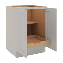 CNC Luxor Misty Grey 24" W Full Height Double Door Base Cabinet W/ 1 Pullout Shelf