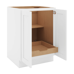 CNC Luxor White 24" W Full Height Double Door Base Cabinet W/ 1 Pullout Shelf
