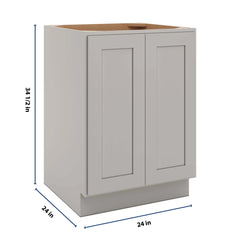 CNC Luxor 5-Piece Misty Grey 24" W Full Height Double Door Base Cabinet W/ 2 Pullout Shelf