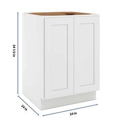 CNC Luxor White 24" W Full Height Double Door Base Cabinet W/ 2 Pullout Shelf