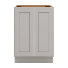 CNC Luxor 5-Piece Misty Grey 24" W Full Height Double Door Base Cabinet W/ 2 Pullout Shelf