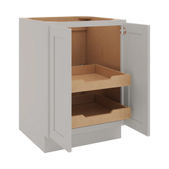 CNC Luxor 5-Piece Misty Grey 24" W Full Height Double Door Base Cabinet W/ 2 Pullout Shelf