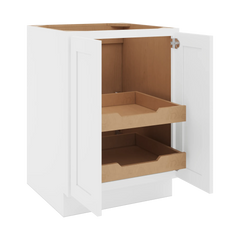 CNC Luxor White 24" W Full Height Double Door Base Cabinet W/ 2 Pullout Shelf