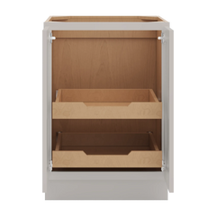 CNC Luxor 5-Piece Misty Grey 24" W Full Height Double Door Base Cabinet W/ 2 Pullout Shelf