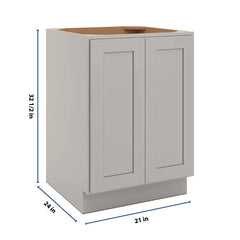 CNC Luxor 5-Piece Misty Grey 24" W Full Height Double Door Base Cabinet