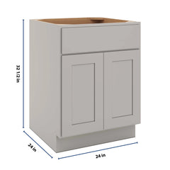 CNC Luxor Misty Grey 24" W X 32 1/2" H  Single Drawer Double Door Base Cabinet