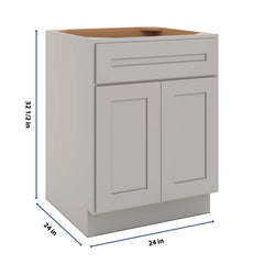 CNC Luxor 5-Piece Misty Grey 24" W X 32 1/2" H  Single Drawer Double Door Base Cabinet