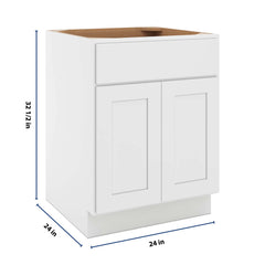 CNC Luxor White 24" W X 32 1/2" H  Single Drawer Double Door Base Cabinet