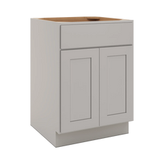 CNC Luxor Misty Grey 24" W 1 Drawer Double Door Base Cabinet W/ 1 Pullout Shelf