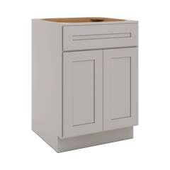 CNC Luxor 5-Piece Misty Grey 24" W 1 Drawer Double Door Base Cabinet W/ 1 Pullout Shelf