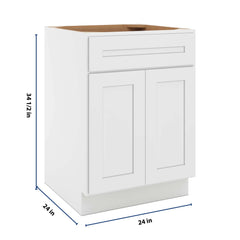 CNC Luxor 5-Piece White 24" W 1 Drawer Double Door Base Cabinet W/ 1 Pullout Shelf