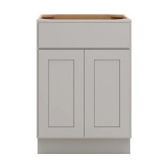 CNC Luxor Misty Grey 24" W 1 Drawer Double Door Base Cabinet W/ 1 Pullout Shelf