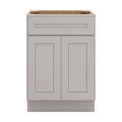 CNC Luxor 5-Piece Misty Grey 24" W 1 Drawer Double Door Base Cabinet W/ 1 Pullout Shelf