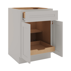 CNC Luxor 5-Piece Misty Grey 24" W 1 Drawer Double Door Base Cabinet W/ 1 Pullout Shelf
