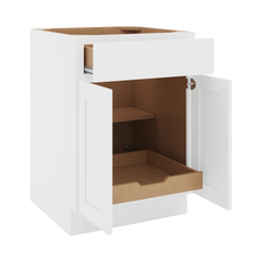 CNC Luxor White 24" W 1 Drawer Double Door Base Cabinet W/ 1 Pullout Shelf