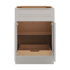 CNC Luxor 5-Piece Misty Grey 24" W 1 Drawer Double Door Base Cabinet W/ 1 Pullout Shelf