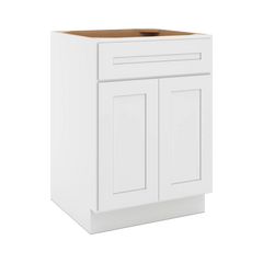 CNC Luxor 5-Piece White 24" W 1 Drawer Double Door Base Cabinet W/ 2 Pullout Shelf