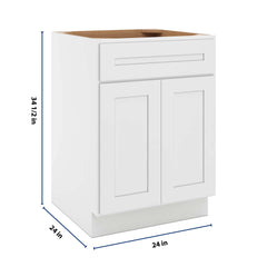 CNC Luxor 5-Piece White 24" W 1 Drawer Double Door Base Cabinet W/ 2 Pullout Shelf