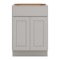 CNC Luxor Misty Grey 24" W 1 Drawer Double Door Base Cabinet W/ 2 Pullout Shelf