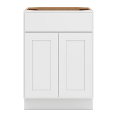 CNC Luxor White 24" W 1 Drawer Double Door Base Cabinet W/ 2 Pullout Shelf