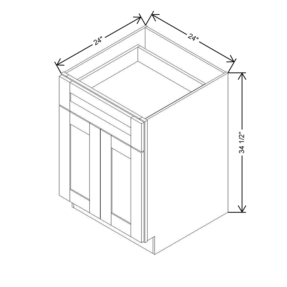 Modernform Cabinet White Shaker 24" W X 34 1/2" H X 24" D Double Door Base Cabinet