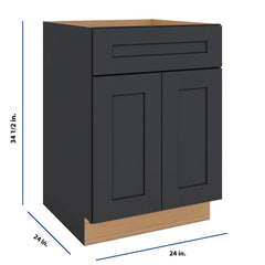Modernform Cabinet Onyx Black Shaker 24" W X 34 1/2" H X 24" D Double Door Base Cabinet