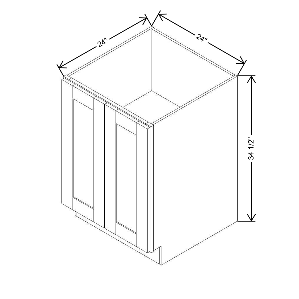 Modernform Cabinet White Shaker 24" W X 34 1/2" H X 24" D Full Height Double Door Base Cabinet