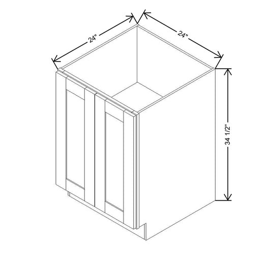 Modernform Cabinet White Shaker 24" W X 34 1/2" H X 24" D Full Height Double Door Base Cabinet