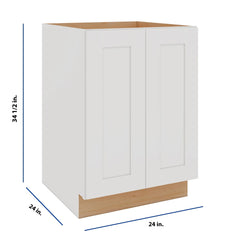 Modernform Cabinet White Shaker 24" W X 34 1/2" H X 24" D Full Height Double Door Base Cabinet