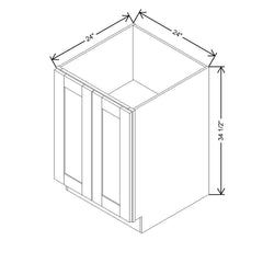 Modernform Cabinet White Shaker 24" W X 34 1/2" H X 24" D Full Height Double Door Base Cabinet