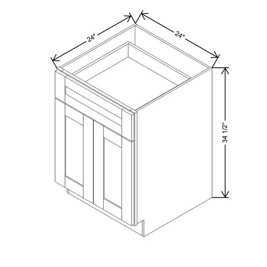Modernform Cabinet White Shaker 24" W X 34 1/2" H X 24" D Double Door Base Cabinet