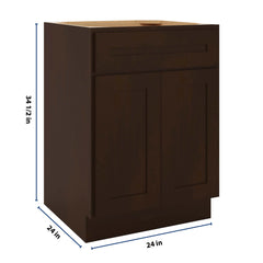 CNC Luxor Espresso 24" W 1 Drawer Double Door Base Cabinet