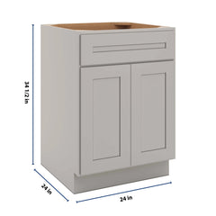 CNC Luxor 5-Piece Misty Grey 24" W 1 Drawer Double Door Base Cabinet