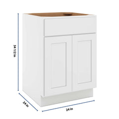 CNC Luxor White 24" W 1 Drawer Double Door Base Cabinet