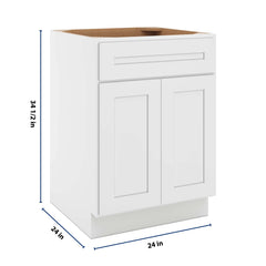 CNC Luxor 5-Piece White 24" W 1 Drawer Double Door Base Cabinet