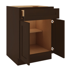 CNC Luxor Espresso 24" W 1 Drawer Double Door Base Cabinet