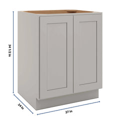 CNC Luxor 5-Piece Misty Grey 27" W Full Height Double Door Base Cabinet W/ 1 Pullout Shelf