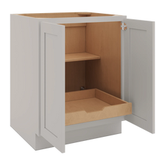 CNC Luxor 5-Piece Misty Grey 27" W Full Height Double Door Base Cabinet W/ 1 Pullout Shelf