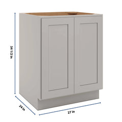 CNC Luxor 5-Piece Misty Grey 27" W Full Height Double Door Base Cabinet W/ 2 Pullout Shelf