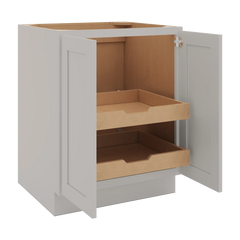 CNC Luxor 5-Piece Misty Grey 27" W Full Height Double Door Base Cabinet W/ 2 Pullout Shelf