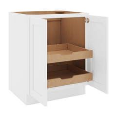 CNC Luxor White 27" W Full Height Double Door Base Cabinet W/ 2 Pullout Shelf