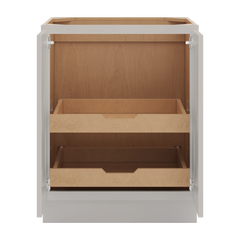 CNC Luxor 5-Piece Misty Grey 27" W Full Height Double Door Base Cabinet W/ 2 Pullout Shelf