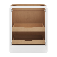 CNC Luxor White 27" W Full Height Double Door Base Cabinet W/ 2 Pullout Shelf