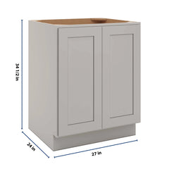 CNC Luxor 5-Piece Misty Grey 27" W Full Height Double Door Base Cabinet