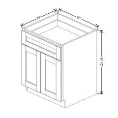 J&K Almond S2 Double Door Standard Base Cabinet - 27" W