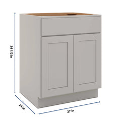 CNC Luxor Misty Grey 27" W 1 Drawer Double Door Base Cabinet W/ 1 Pullout Shelf