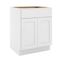 CNC Luxor White 27" W 1 Drawer Double Door Base Cabinet W/ 1 Pullout Shelf