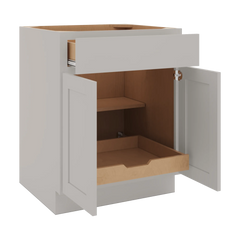 CNC Luxor Misty Grey 27" W 1 Drawer Double Door Base Cabinet W/ 1 Pullout Shelf
