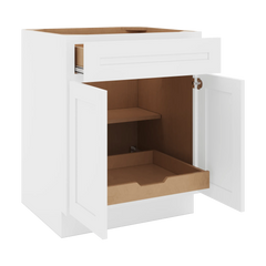 CNC Luxor 5-Piece White 27" W 1 Drawer Double Door Base Cabinet W/ 1 Pullout Shelf