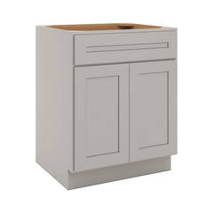 CNC Luxor 5-Piece Misty Grey 27" W 1 Drawer Double Door Base Cabinet W/ 2 Pullout Shelf